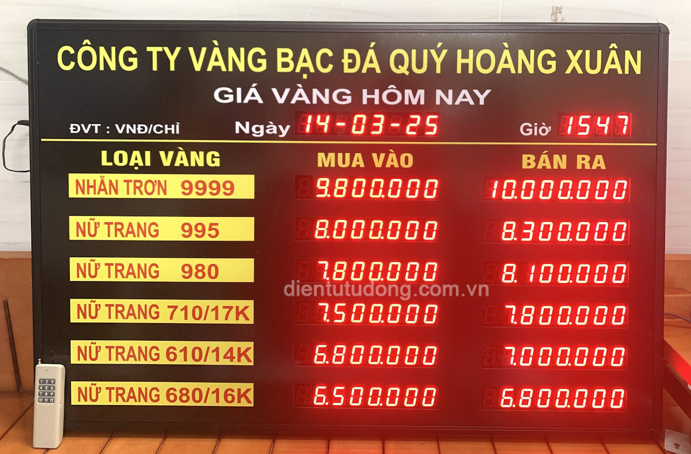 bảng giá vàng bạc